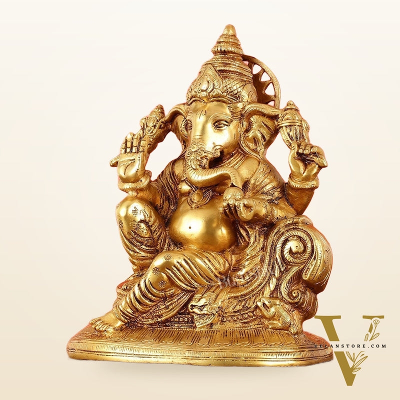 Brass Superfine Lord Ganesha Murti - 10 Inch idol