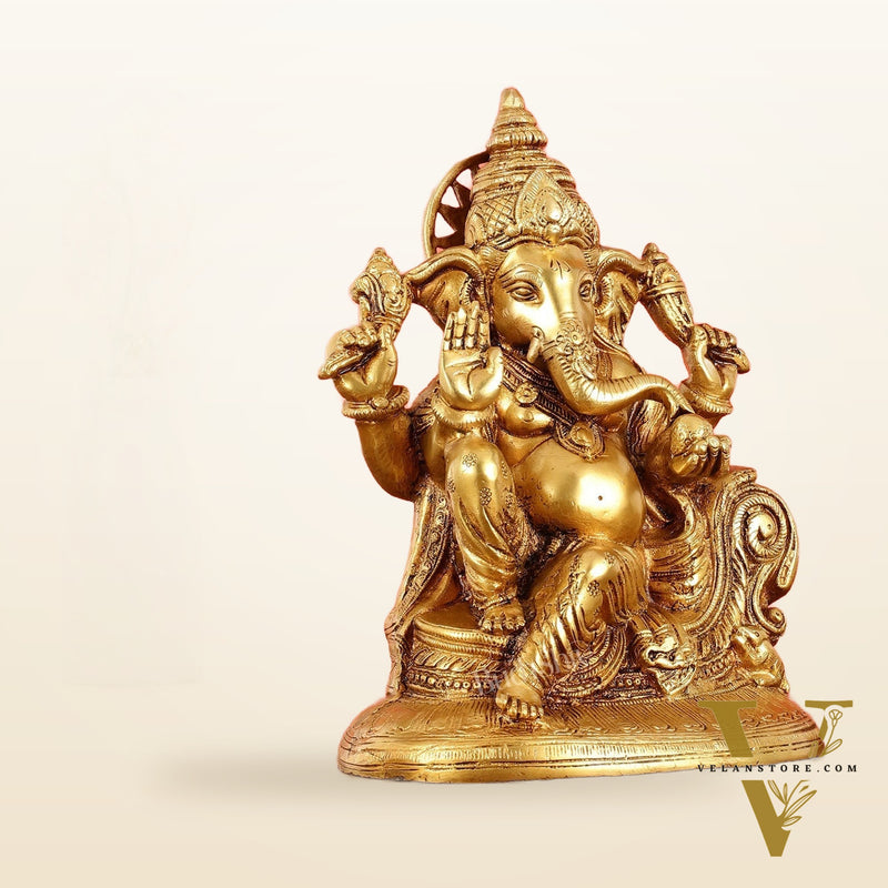 Brass Superfine Lord Ganesha Murti - 10 Inch idol
