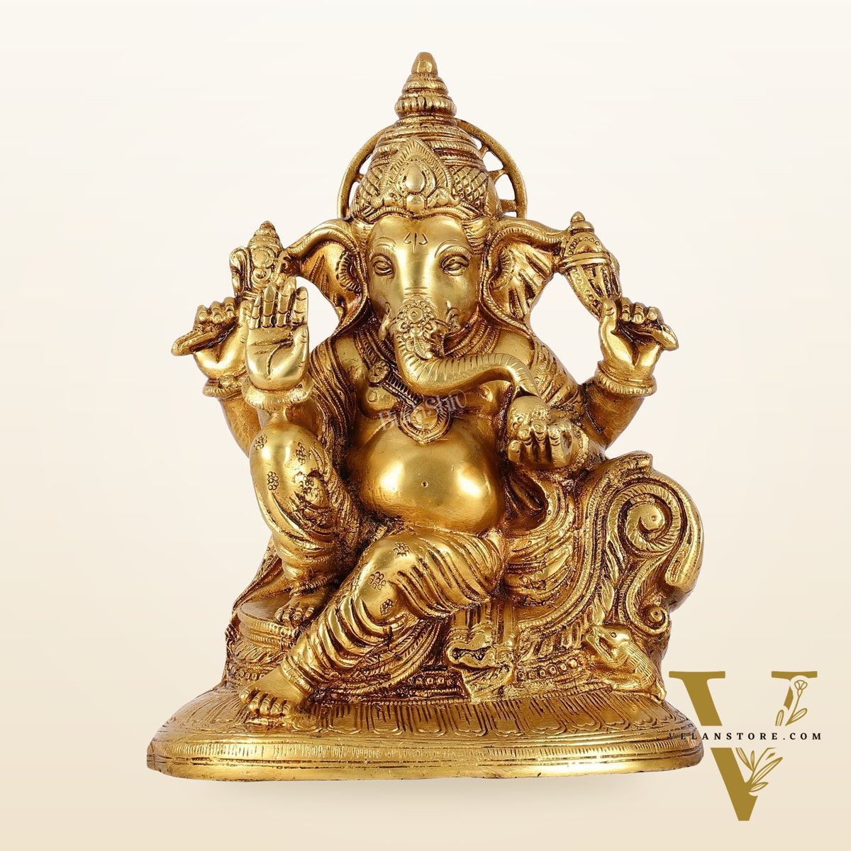 Brass Superfine Lord Ganesha Murti - 10 Inch idol