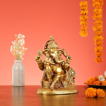 Brass Superfine Lord Ganesha Murti - 10 Inch idol