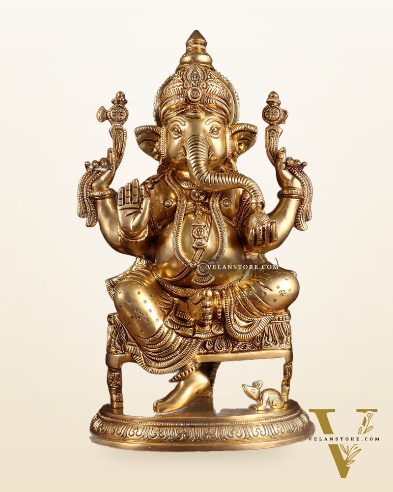 Brass Superfine Lord Ganesha Statue - 15.5"
