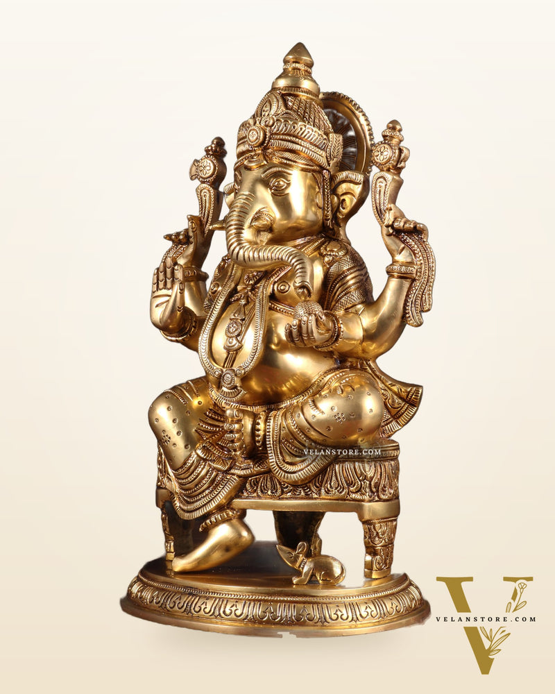 Brass Superfine Lord Ganesha Statue - 15.5"