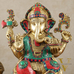 Brass Superfine Lord Ganesha Statue - 16 Inch stonework