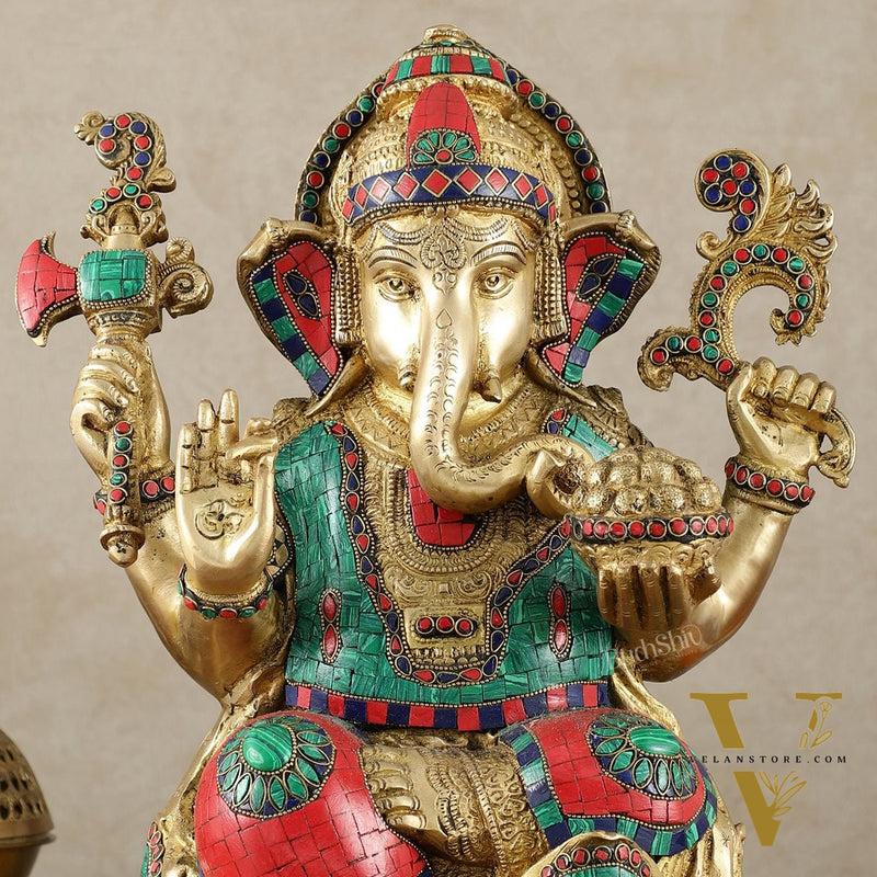 Brass Superfine Lord Ganesha Statue - 16 Inch stonework