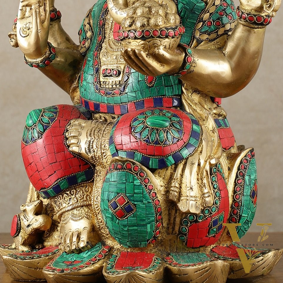 Brass Superfine Lord Ganesha Statue - 16 Inch stonework