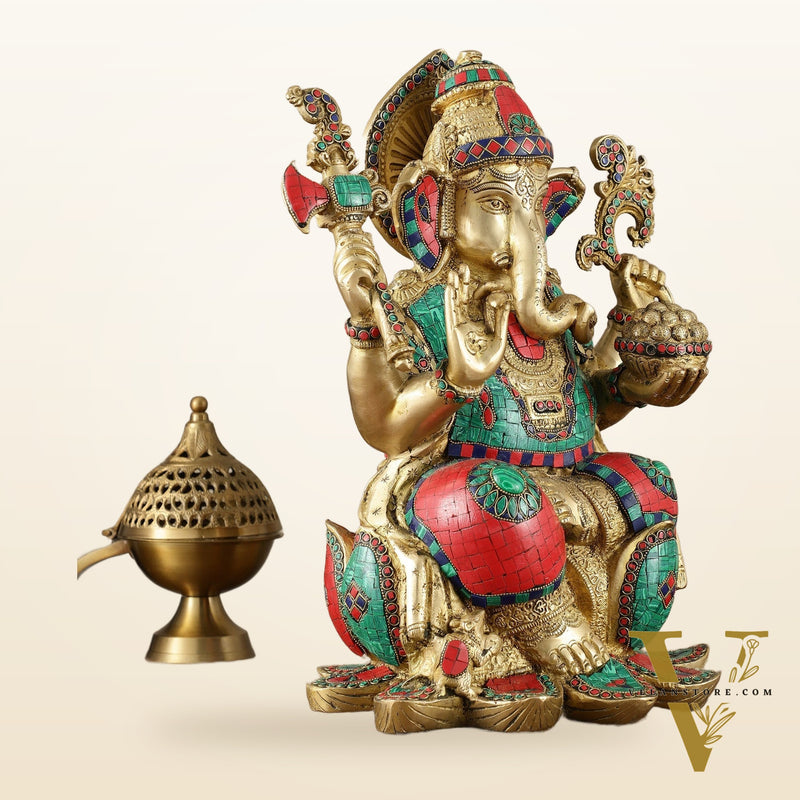 Brass Superfine Lord Ganesha Statue - 16 Inch stonework