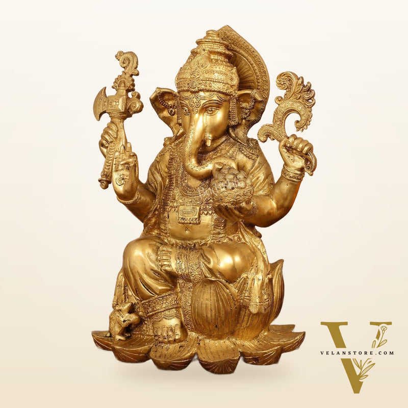 Brass Superfine Lord Ganesha Statue - 16 Inch