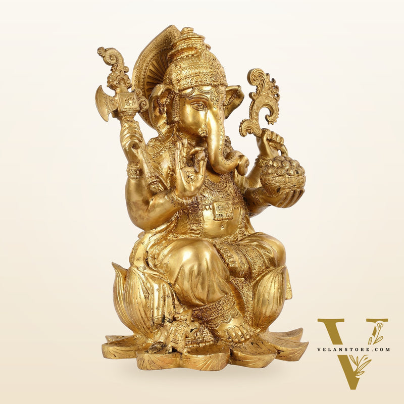 Brass Superfine Lord Ganesha Statue - 16 Inch