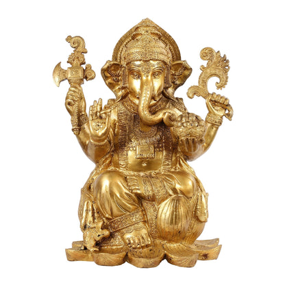 Brass Superfine Lord Ganesha Statue - 16 Inch