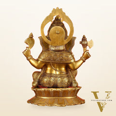 Brass Superfine Lord Ganesha Statue on Lotus Base - 15 Inch