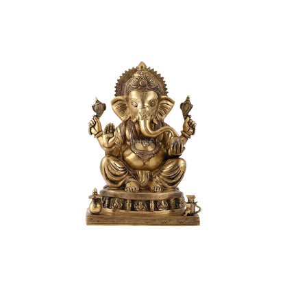 Brass Superfine Lord Ganesha Statue with Ashtavinayak Engraving - 13 inch