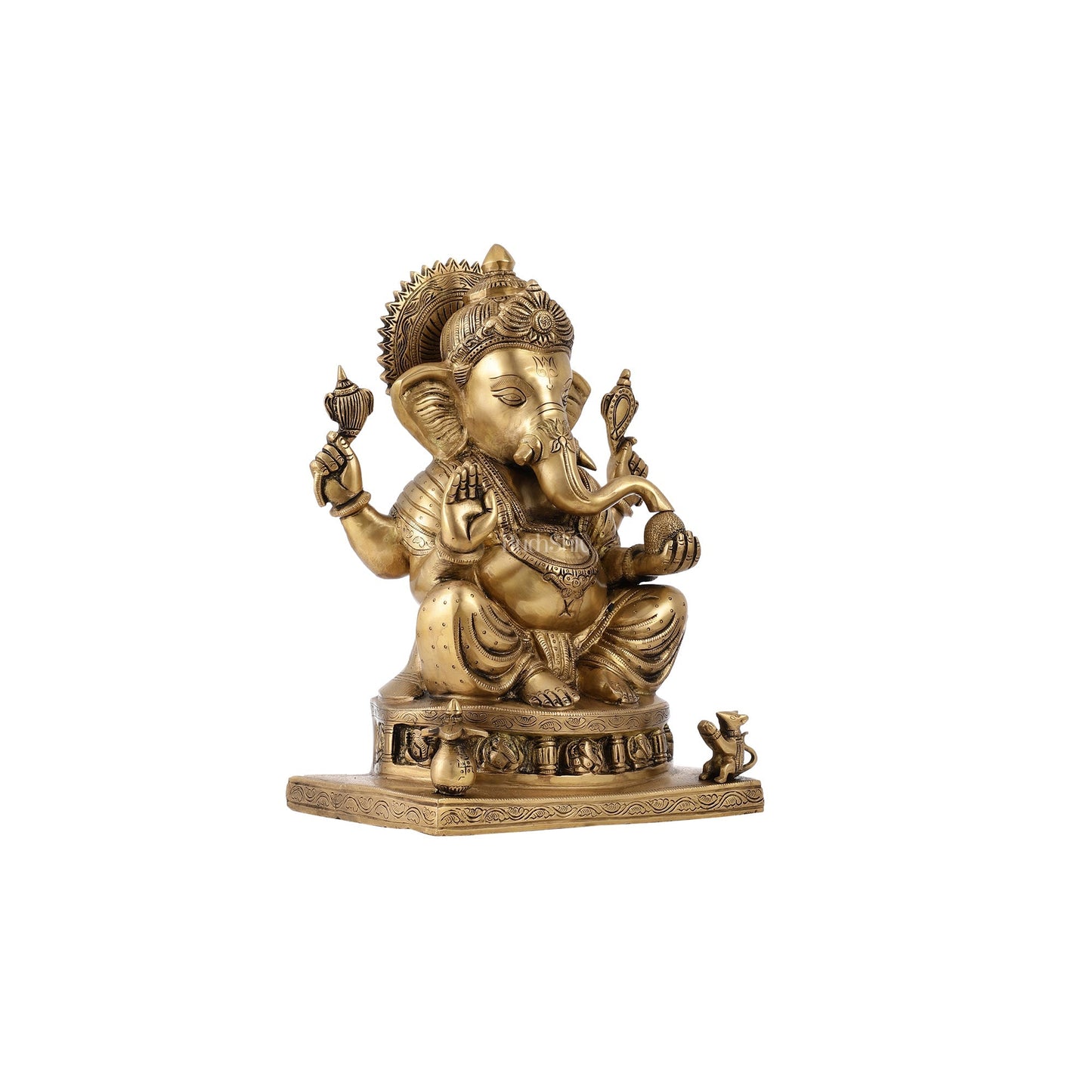 Brass Superfine Lord Ganesha Statue with Ashtavinayak Engraving - 13 inch