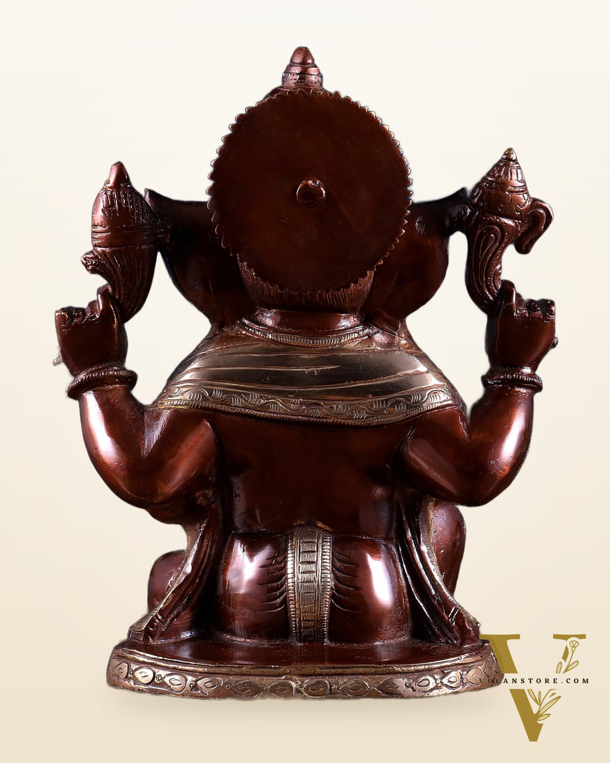 Brass Superfine Lord Ganesha Statue with Dual Tone Finish 9 inch