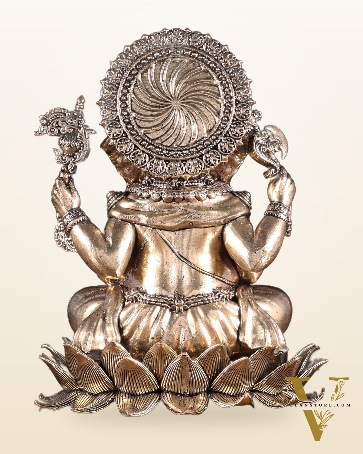 Brass Superfine Lord Ganesha Statue with Enhanced Carvings 8 inch