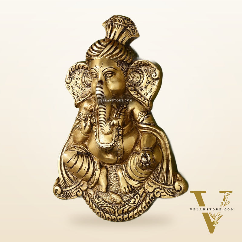 Brass Superfine Lord Ganesha Wall Hanging - 10x7.5x2 Inch