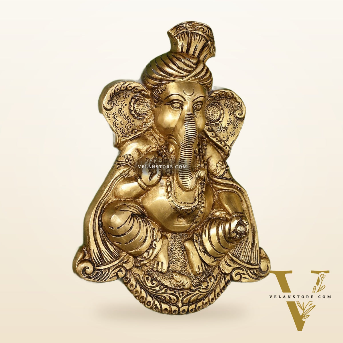 Brass Superfine Lord Ganesha Wall Hanging - 10x7.5x2 Inch