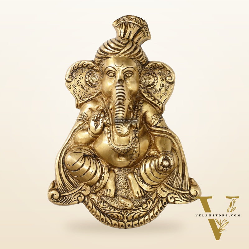 Brass Superfine Lord Ganesha Wall Hanging - 10x7.5x2 Inch