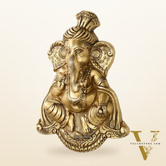 Brass Superfine Lord Ganesha Wall Hanging - 10x7.5x2 Inch