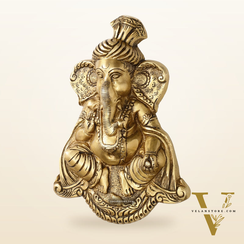 Brass Superfine Lord Ganesha Wall Hanging - 10x7.5x2 Inch