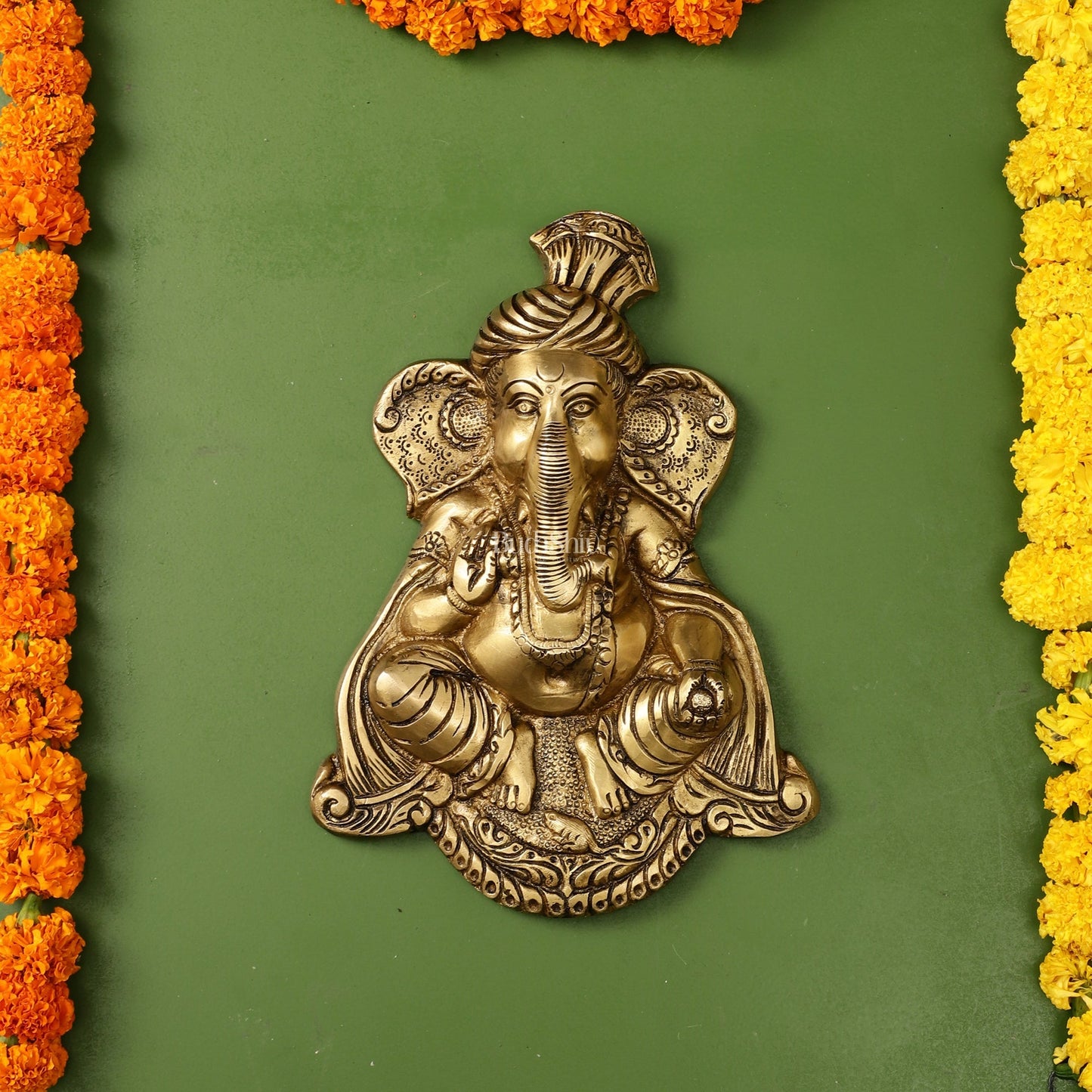 Brass Superfine Lord Ganesha Wall Hanging - 10x7.5x2 Inch