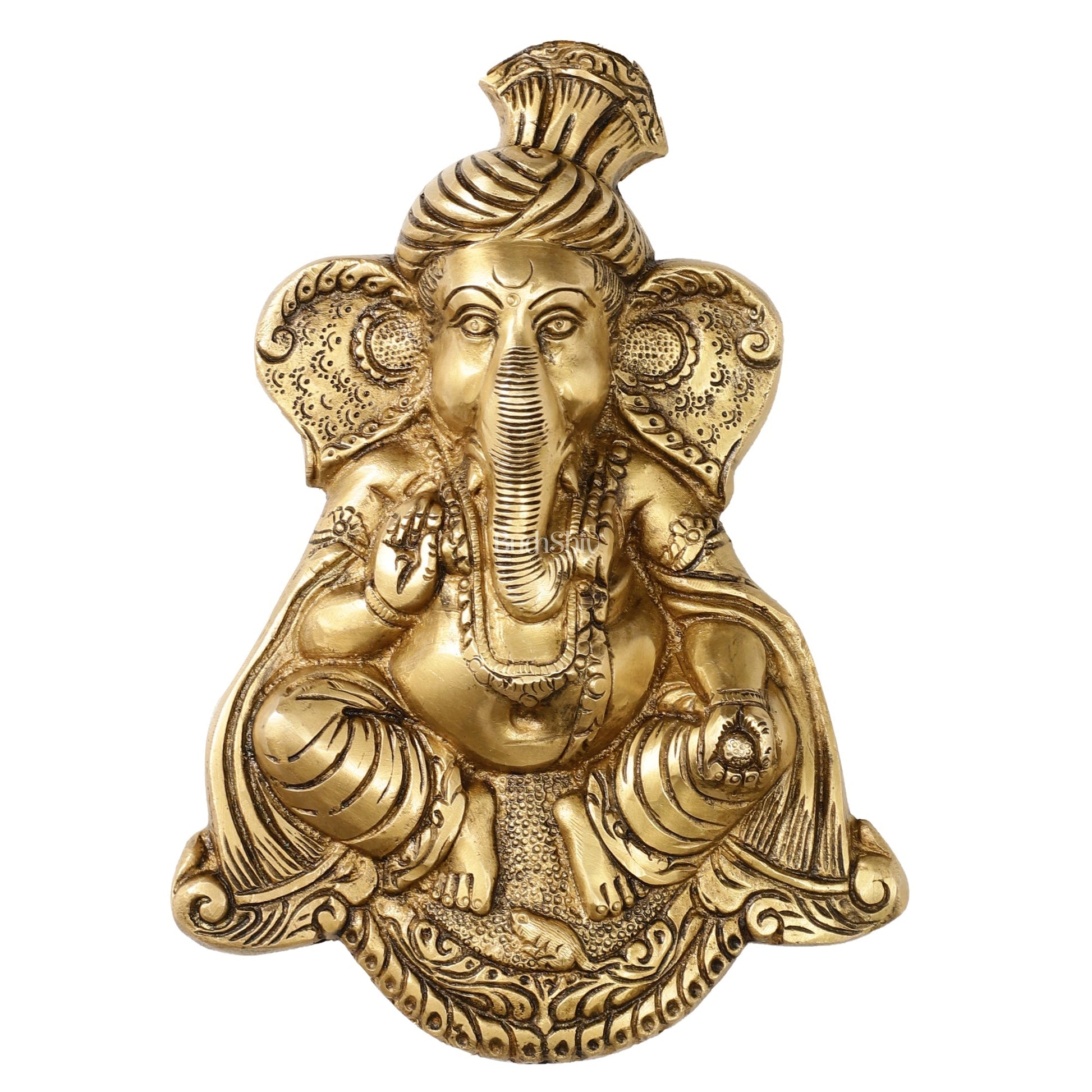 Brass Superfine Lord Ganesha Wall Hanging - 10x7.5x2 Inch