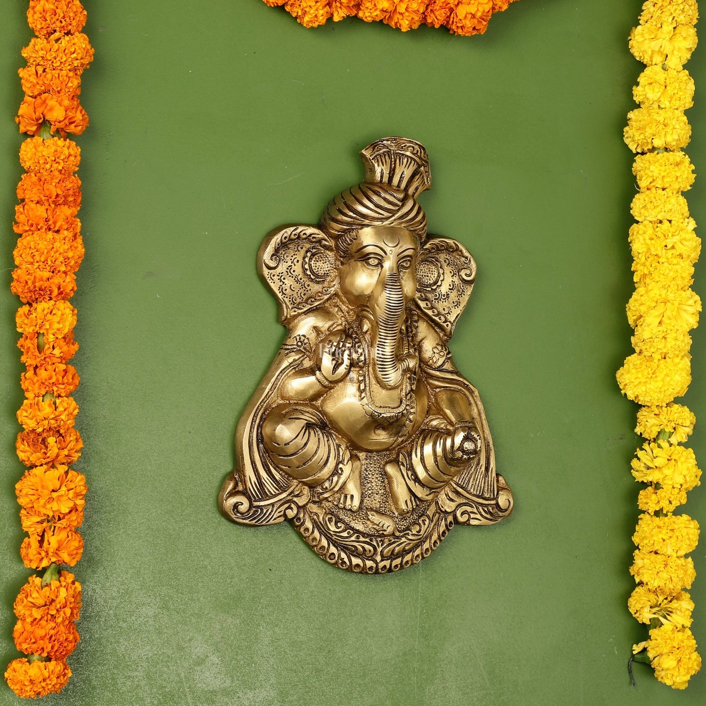Brass Superfine Lord Ganesha Wall Hanging - 10x7.5x2 Inch