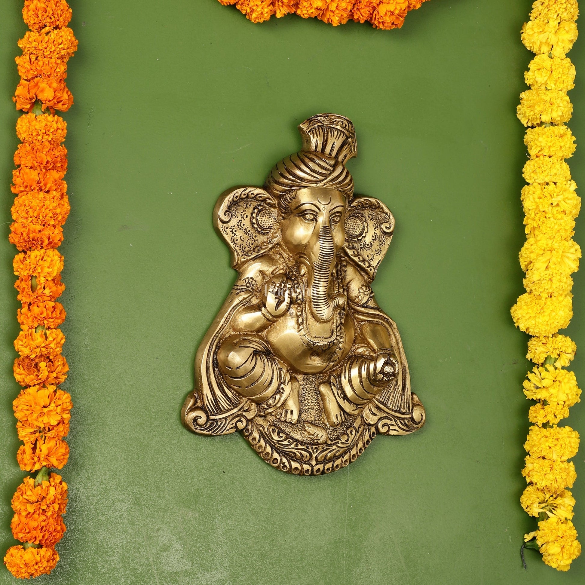 Brass Superfine Lord Ganesha Wall Hanging - 10x7.5x2 Inch
