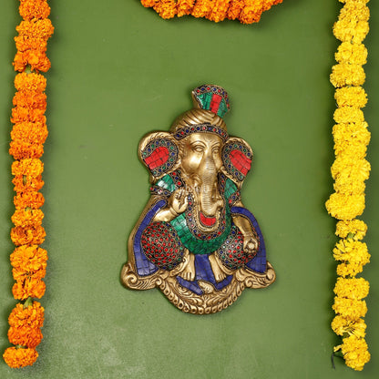 Brass Superfine Lord Ganesha Wall Hanging - 10x7.5x2 Inch