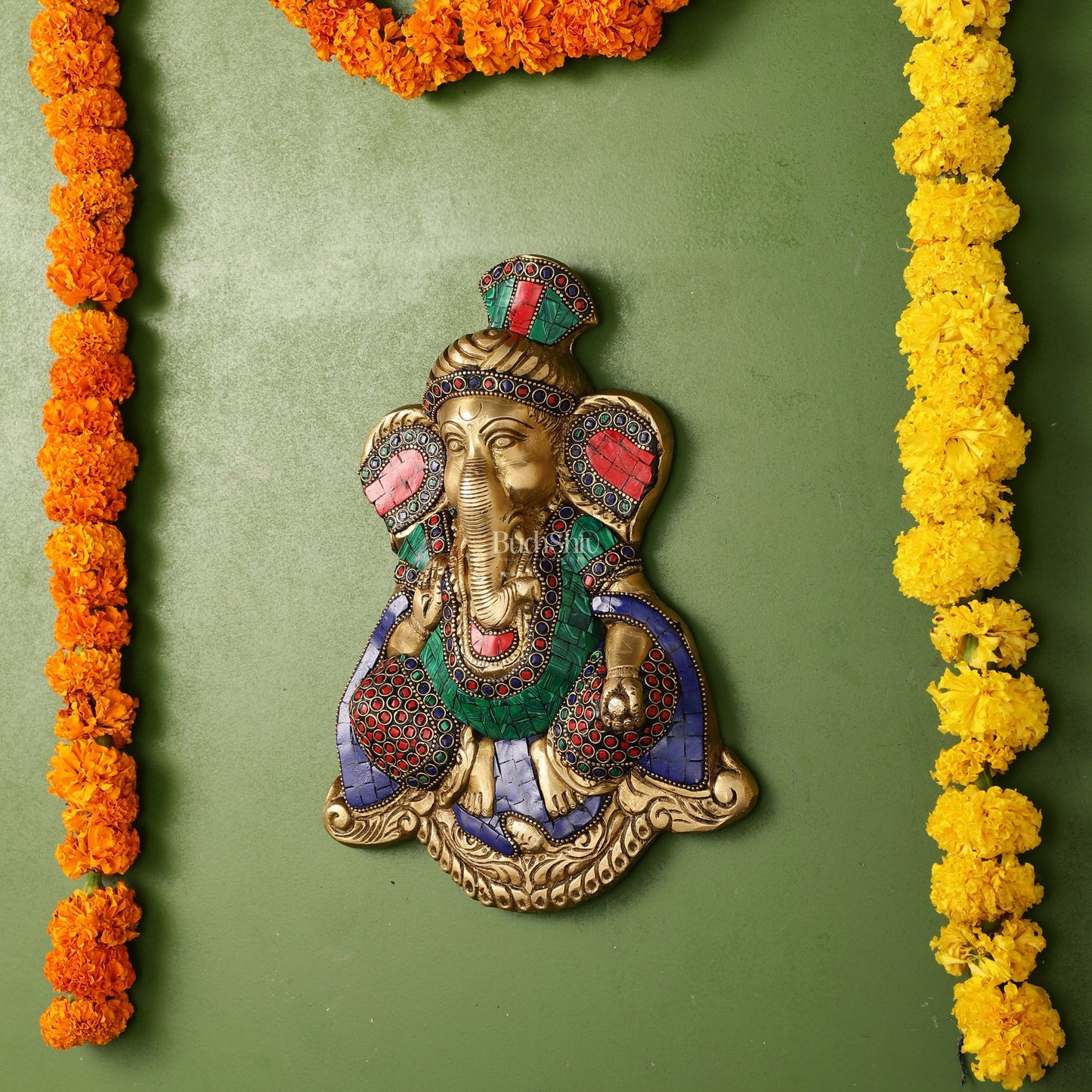 Brass Superfine Lord Ganesha Wall Hanging - 10x7.5x2 Inch