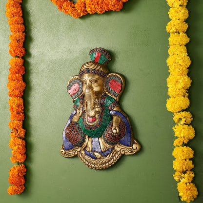Brass Superfine Lord Ganesha Wall Hanging - 10x7.5x2 Inch