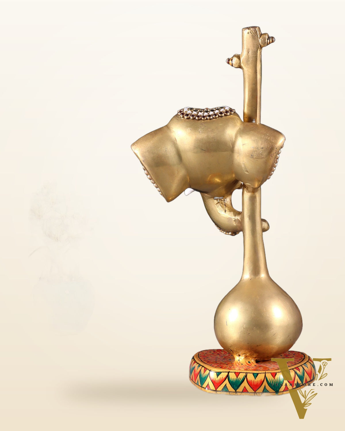 Brass Superfine Lord Ganesha with sitar laakh meenakari  - 12 Inch
