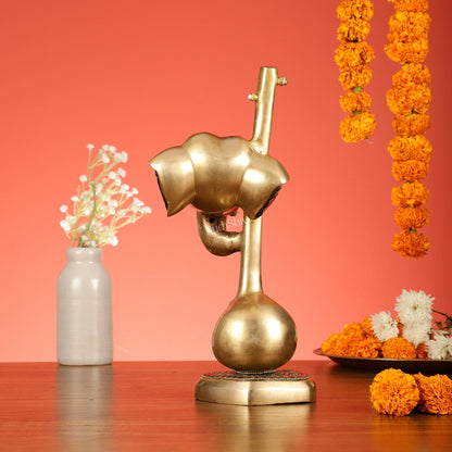 Brass Superfine Lord Ganesha with Sitar/Veena Table Accent Showpiece - 12 Inch