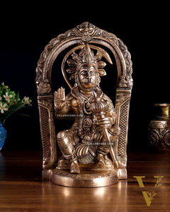 Brass Superfine Lord Hanuman Statue with Prabhavali & Adjustable Gada 8 inch