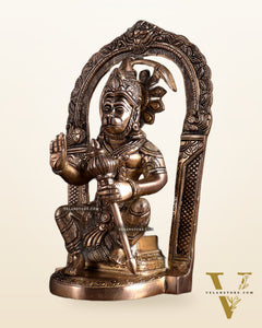 Brass Superfine Lord Hanuman Statue with Prabhavali & Adjustable Gada 8 inch