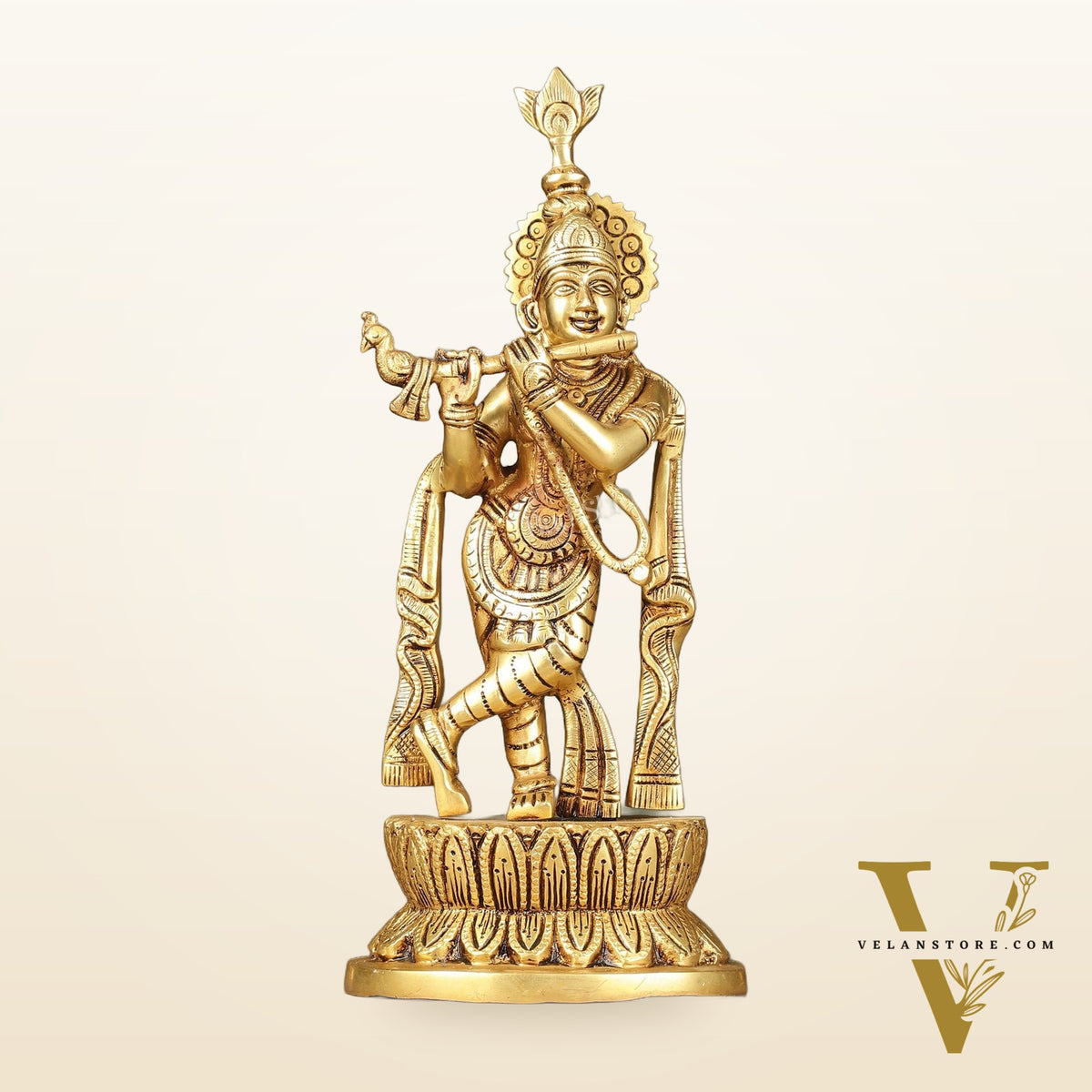 Brass Superfine Lord Krishna Idol - 12 Inch Statue
