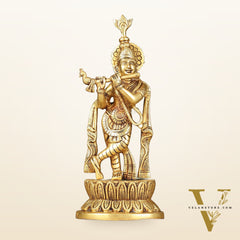 Brass Superfine Lord Krishna Idol - 12 Inch Statue