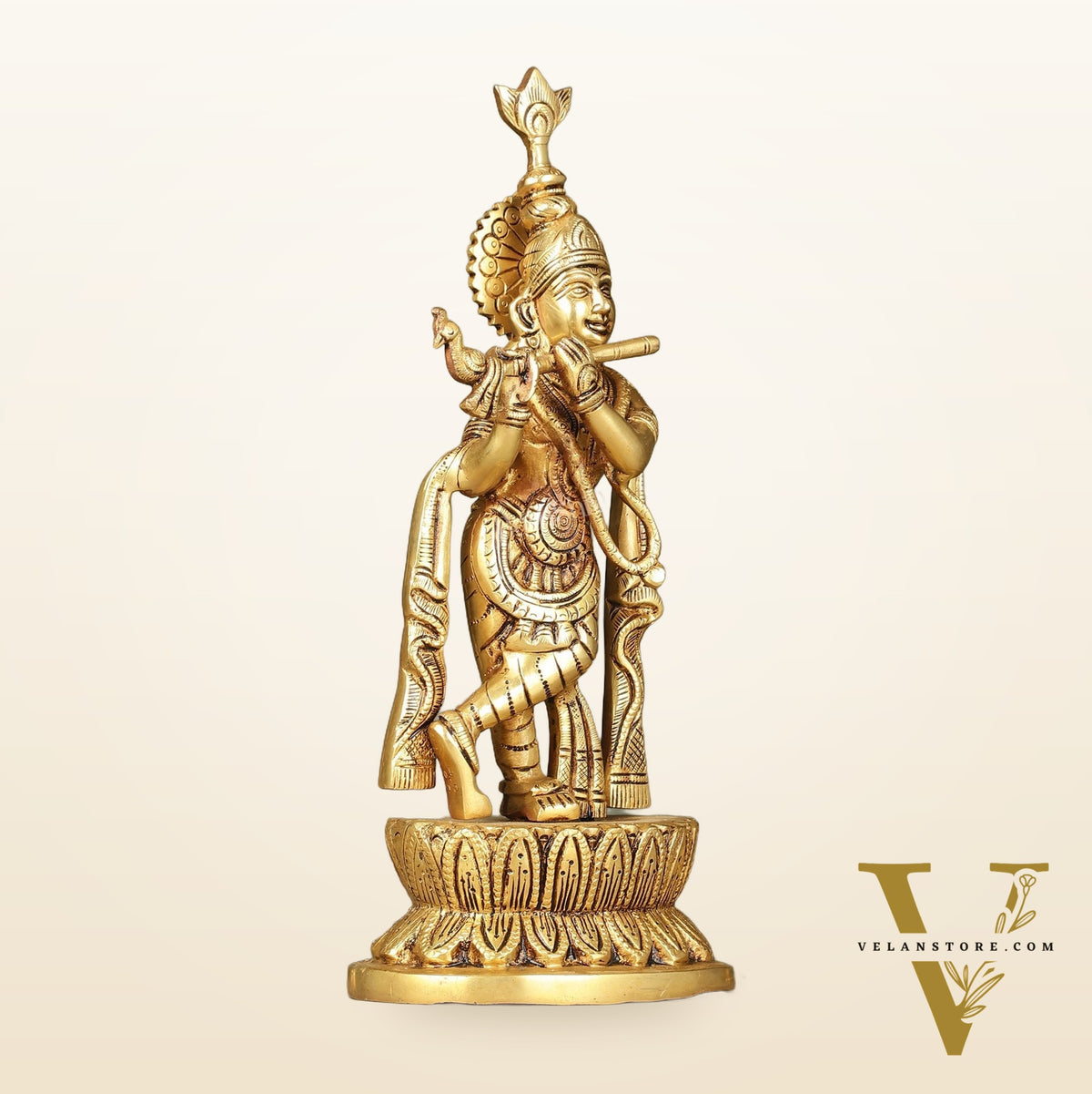 Brass Superfine Lord Krishna Idol - 12 Inch Statue