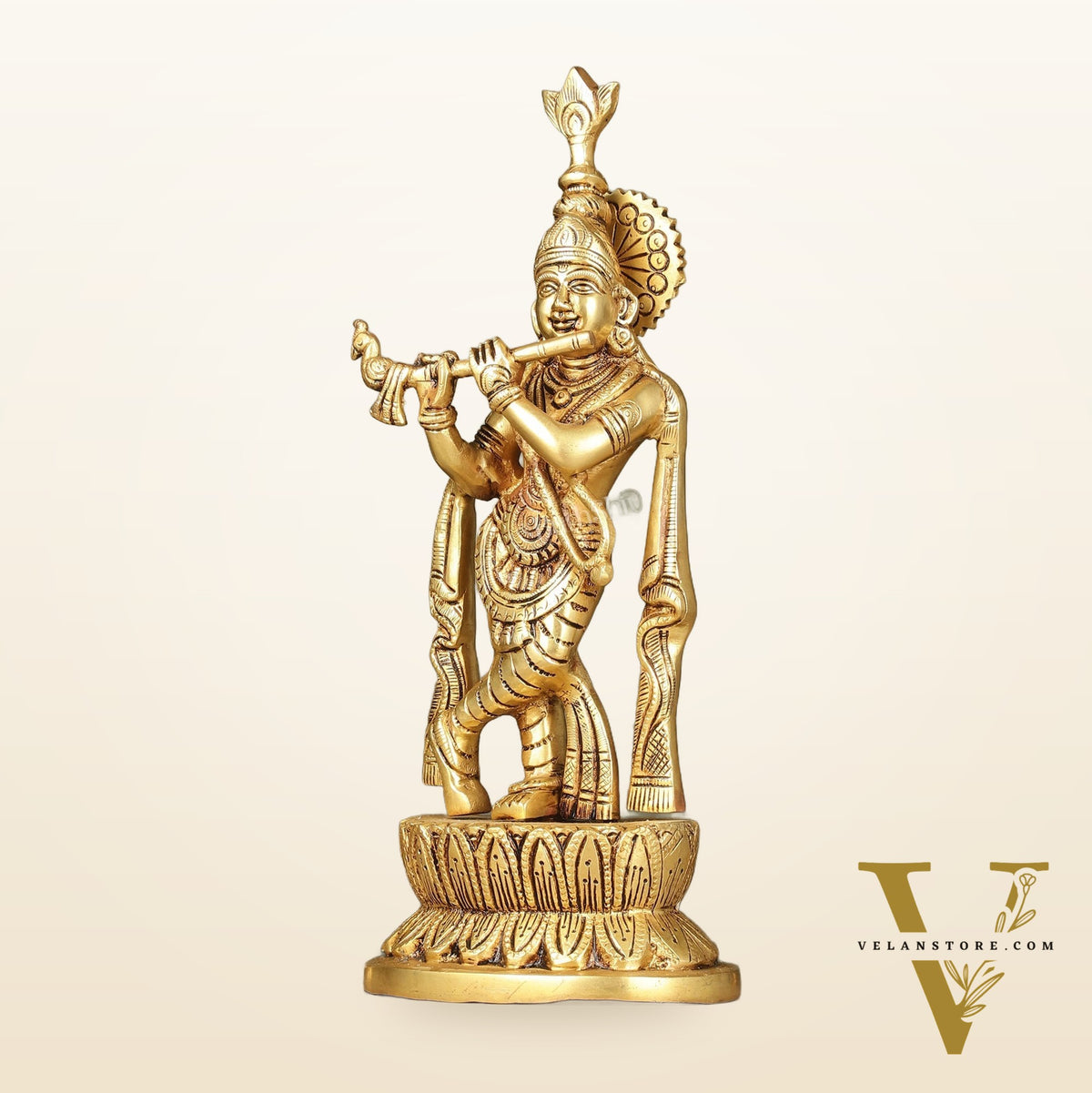 Brass Superfine Lord Krishna Idol - 12 Inch Statue
