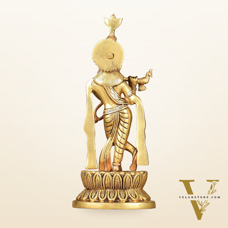 Brass Superfine Lord Krishna Idol - 12 Inch Statue