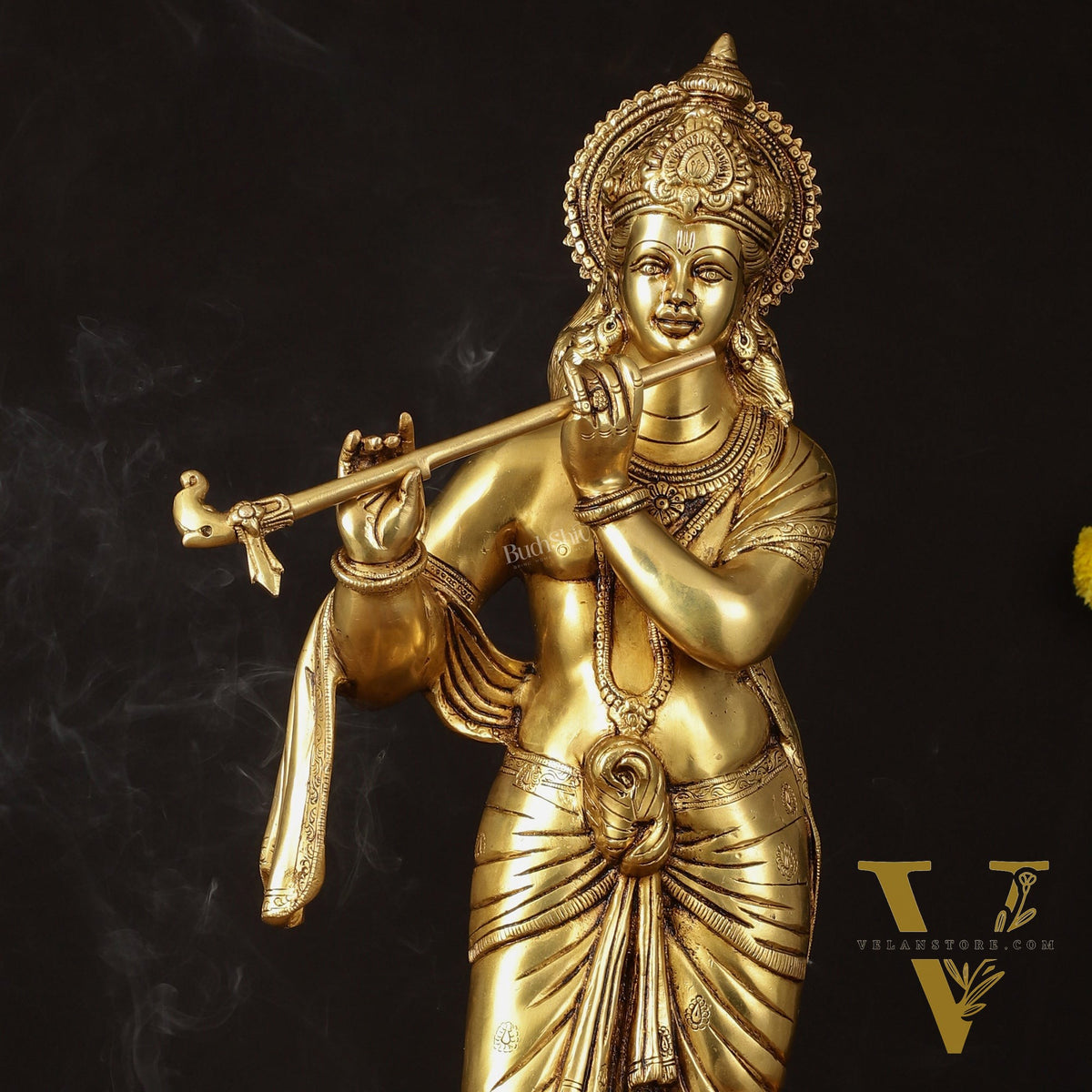 Brass Superfine Lord Krishna Sculpture - 26.5"