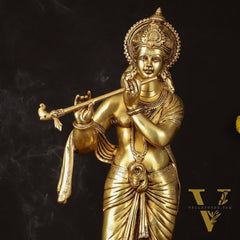 Brass Superfine Lord Krishna Sculpture - 26.5"