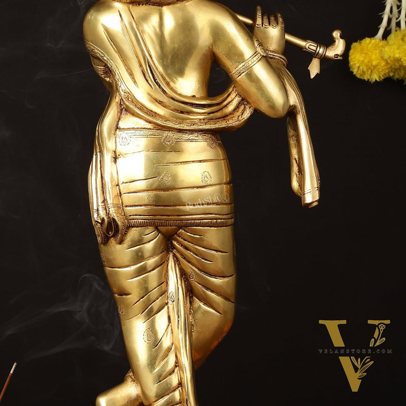 Brass Superfine Lord Krishna Sculpture - 26.5"