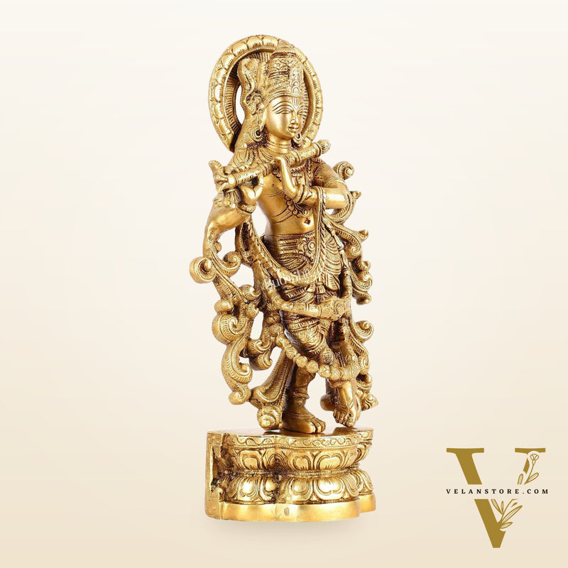 Brass Superfine Lord Krishna Statue - 15.5 Inch