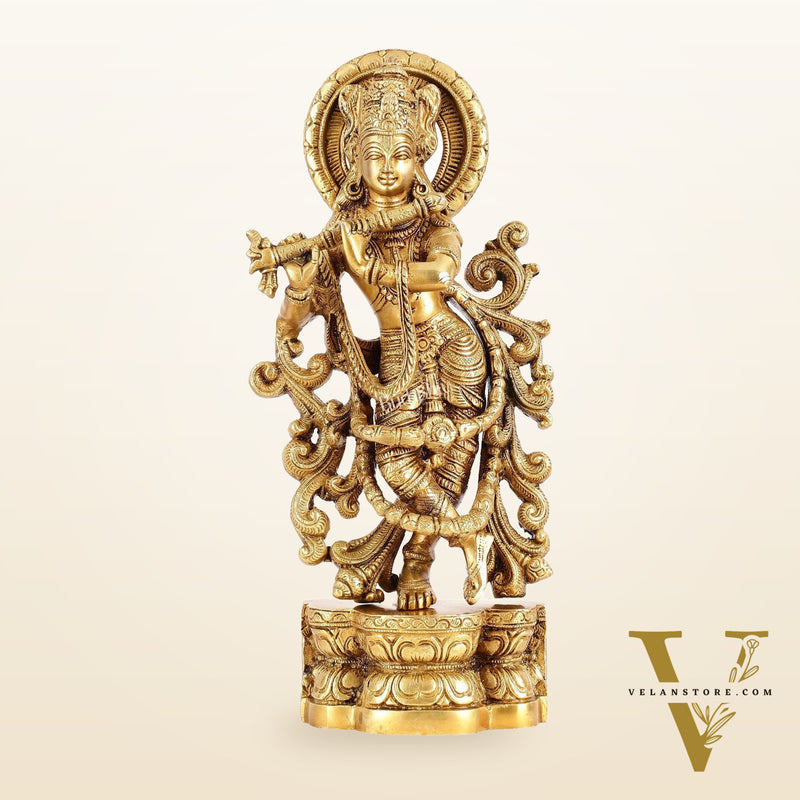 Brass Superfine Lord Krishna Statue - 15.5 Inch