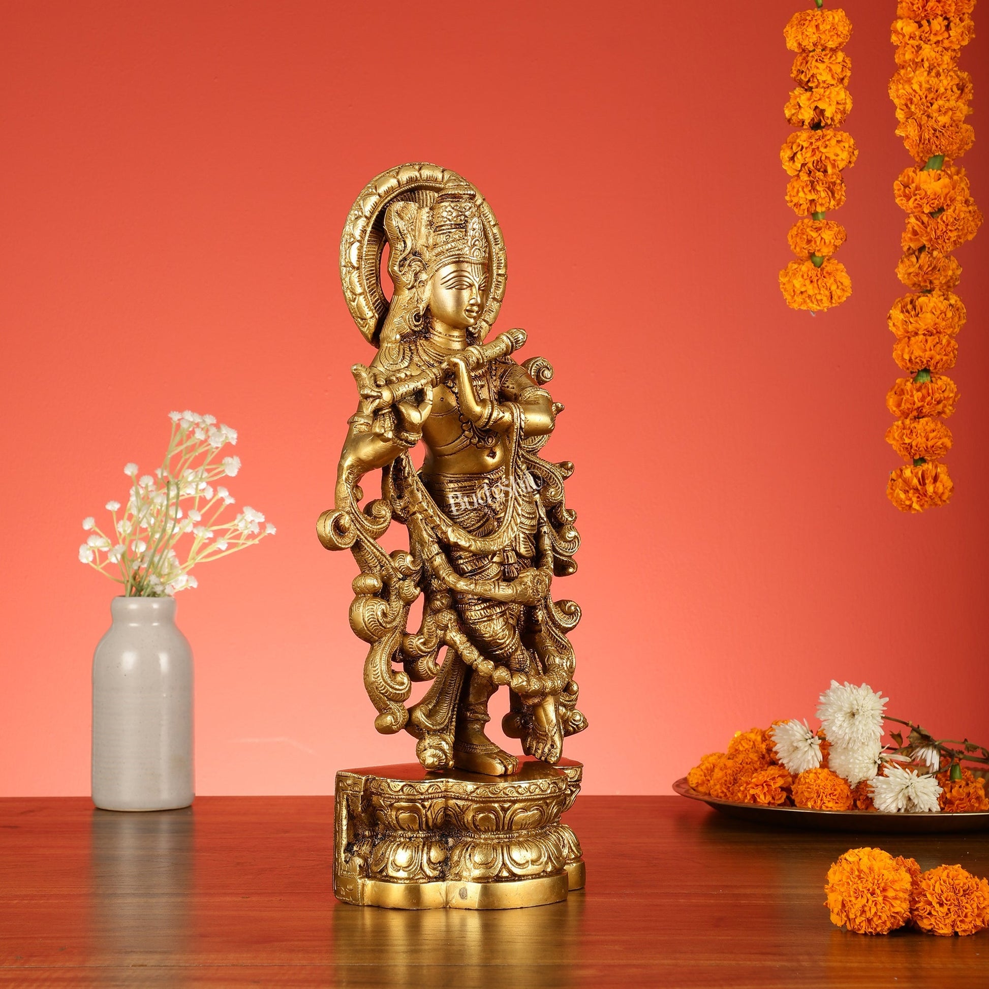 Brass Superfine Lord Krishna Statue - 15.5 Inch