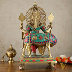 Brass Superfine Lord Krishna Statue - 24" Tall with stonework