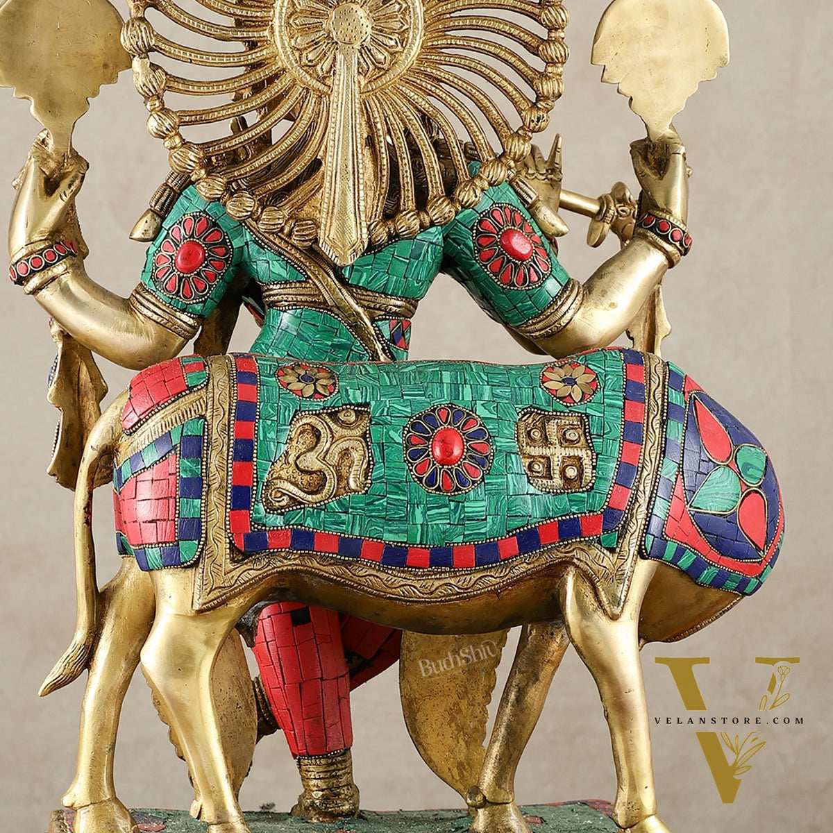 Brass Superfine Lord Krishna Statue - 24" Tall with stonework
