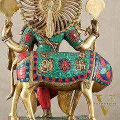 Brass Superfine Lord Krishna Statue - 24" Tall with stonework