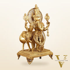 Brass Superfine Lord Krishna Statue with Shankh and Chakra - 24" Tall, 22kg