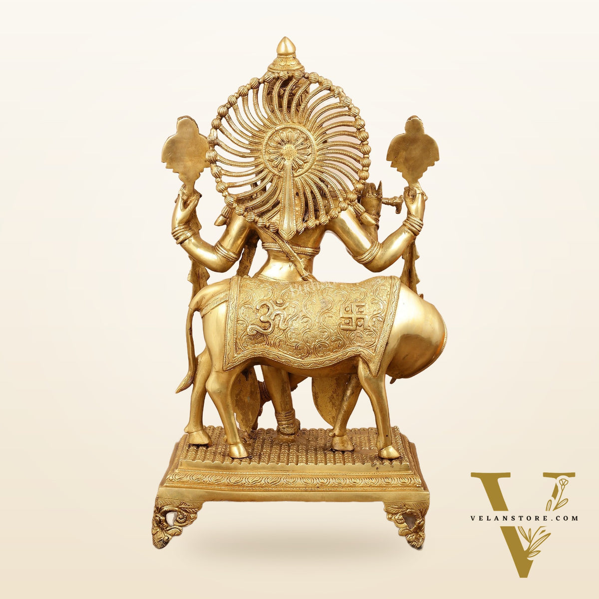 Brass Superfine Lord Krishna Statue with Shankh and Chakra - 24" Tall, 22kg